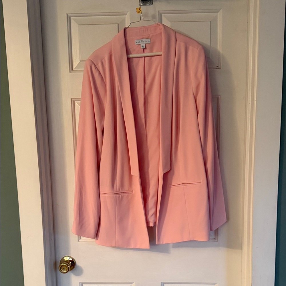 Elegant Light Pink Draped Blazer